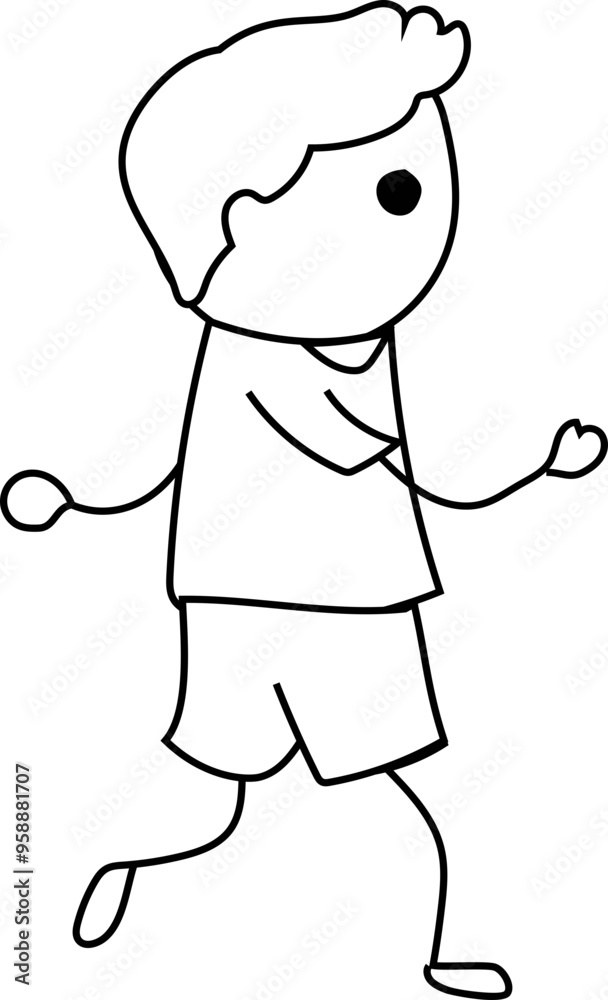 Cartoon boy walk doodle illustration on transparent background.
Cartoon boy walk doodle illustration on transparent background.