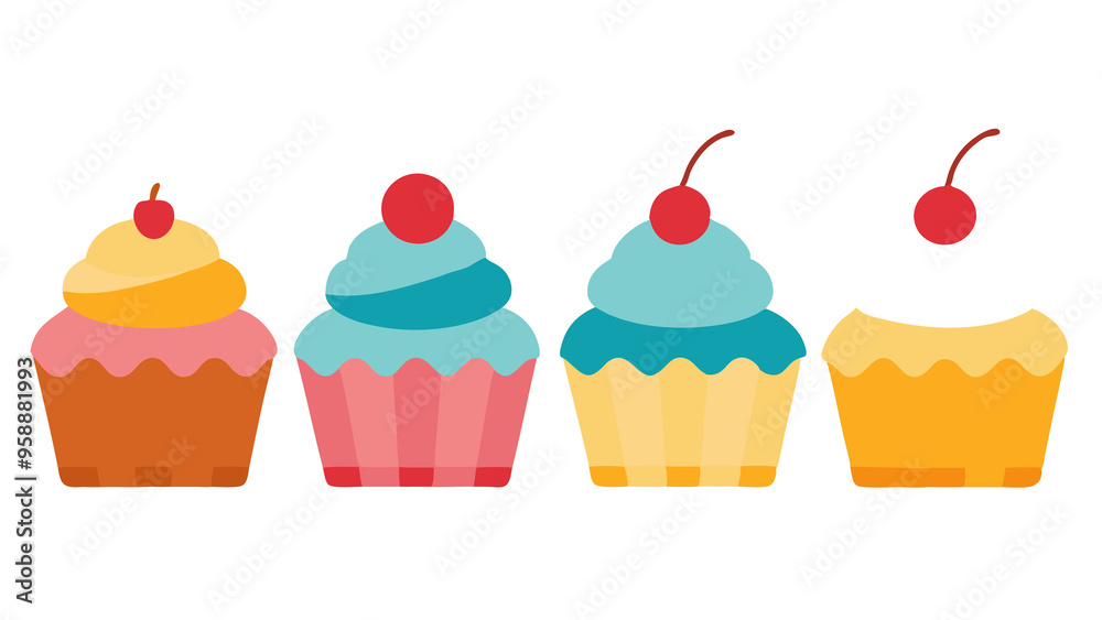 Delicious Cupcake Illustration - Isolated Transparent Background Delicious Cupcake Illustration - Isolated Transparent Background