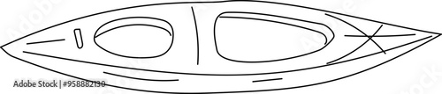 Hand drawn kayak illustration on transparent background.
