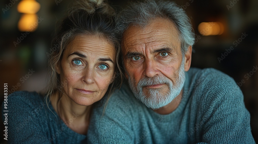 portrait of sad poor mature couple praying at the table indoors at home poverty concept portrait of sad poor mature couple praying at the table indoors at home poverty concept