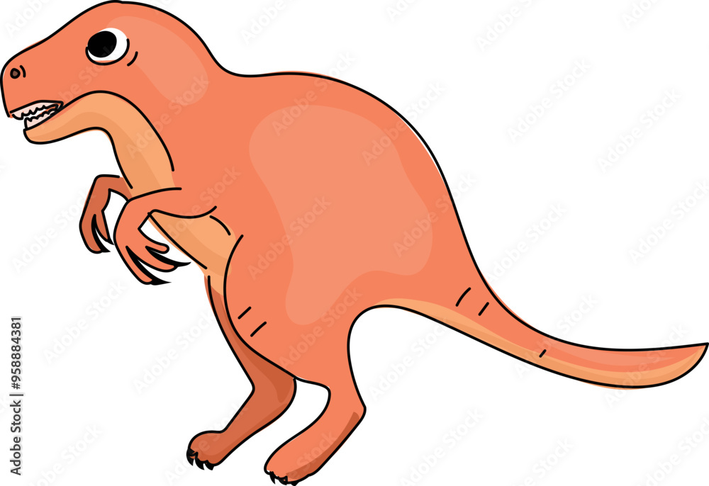Fototapeta premium Cartoon metriacanthosaurus illustration on transparent background.