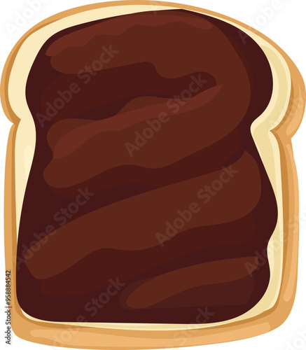 Chocolate on toast cartoon doodle illustration on transparent background.
