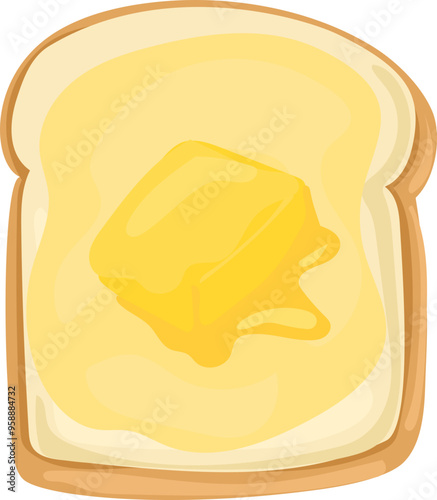 Butter toast cartoon doodle illustration on transparent background.
