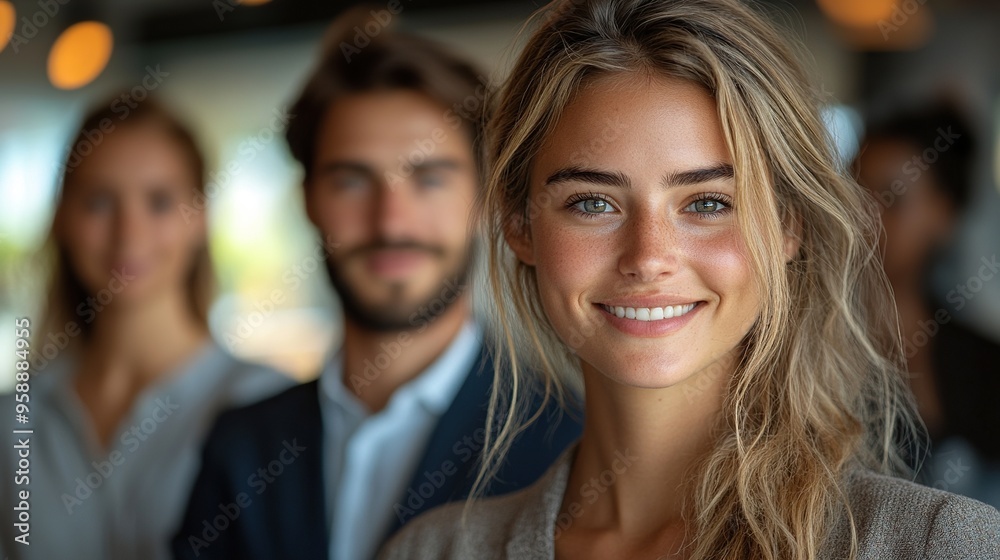 portrait of young businesspeople standing indoors in office looking at camera portrait of young businesspeople standing indoors in office looking at camera