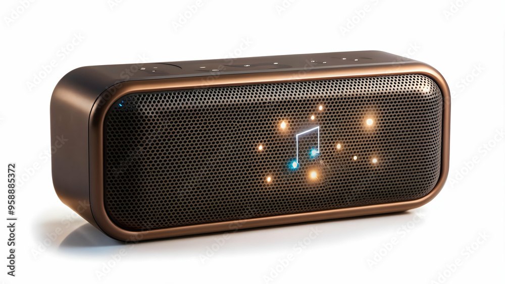 Modern Flat Bluetooth Speaker with Holographic Music Controls: Innovative Smart Technology Concept in Vector Illustration with Copy Space Modern Flat Bluetooth Speaker with Holographic Music Controls: Innovative Smart Technology Concept in Vector Illustration with Copy Space