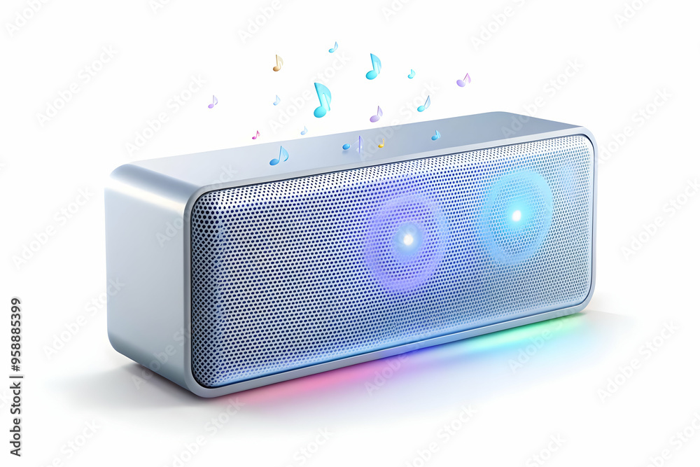 Modern Flat Bluetooth Speaker with Holographic Music Controls - Innovative Technology Concept in a Minimalist Design for Smart Business Use - Vector Illustration with Ample Copy Space Modern Flat Bluetooth Speaker with Holographic Music Controls - Innovative Technology Concept in a Minimalist Design for Smart Business Use - Vector Illustration with Ample Copy Space
