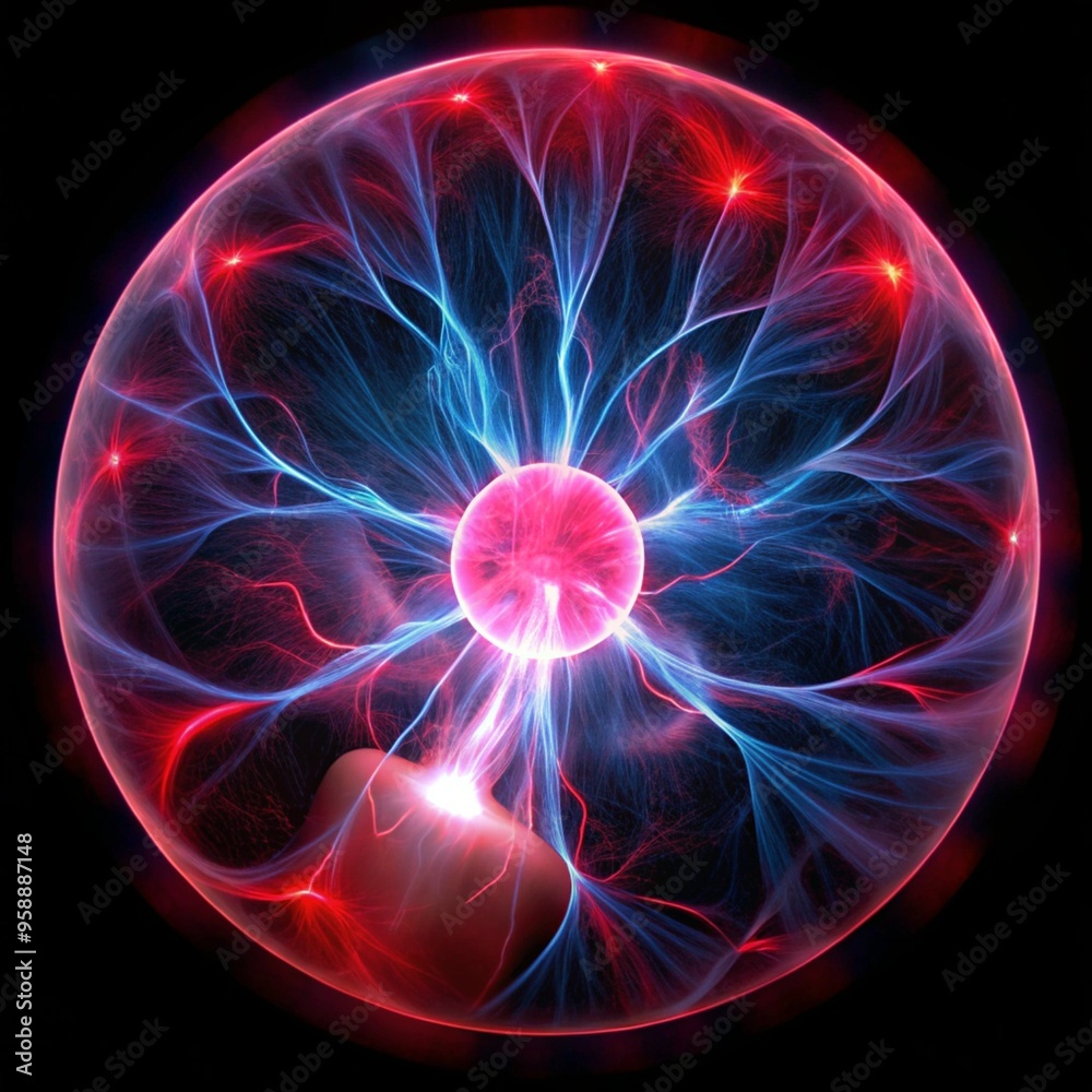 Plasma is pure energy and power of red electrical electricity