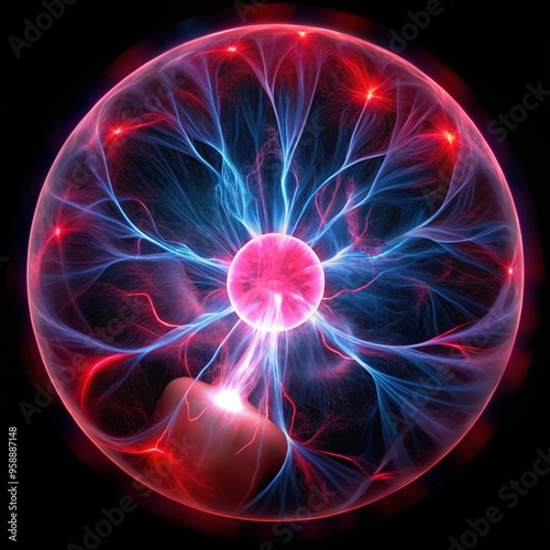 Obraz na płótnie Plasma is pure energy and power of red electrical electricity w salonie