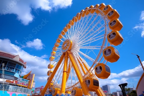 Ferris wheel, vintage style, nostalgic charm harks back to the early days of amusement parks photo