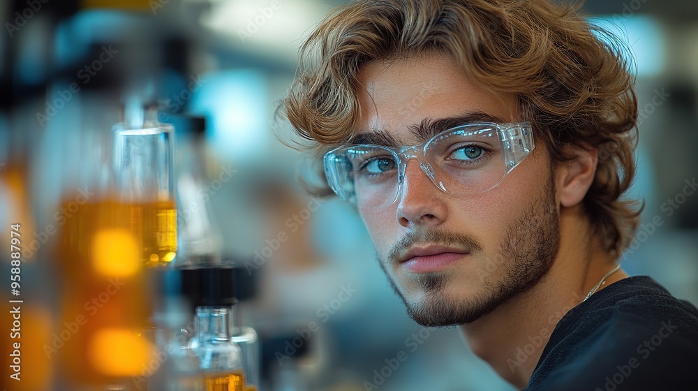 science student doing chemical experiment in the laboratory at university science student doing chemical experiment in the laboratory at university