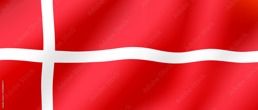 A vibrant representation of the Danish flag waving gracefully in the breeze against a soft background at dusk A vibrant representation of the Danish flag waving gracefully in the breeze against a soft background at dusk