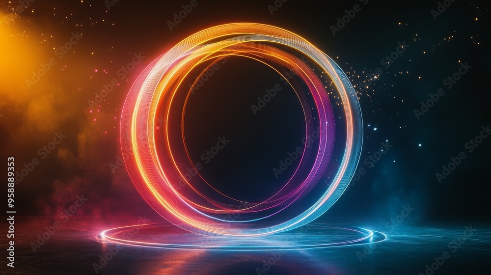 Abstract Neon Circle Light Glow Effect Abstract Neon Circle Light Glow Effect