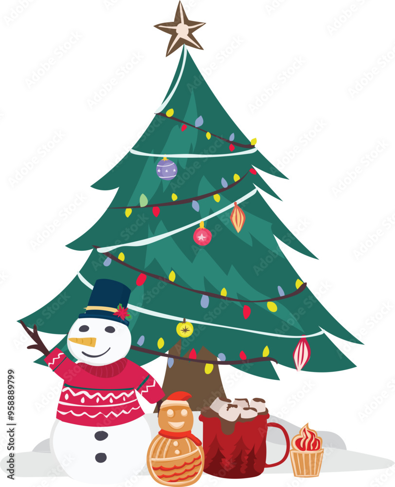 Cartoon christmas tree illustration on transparent background.
Cartoon christmas tree illustration on transparent background.