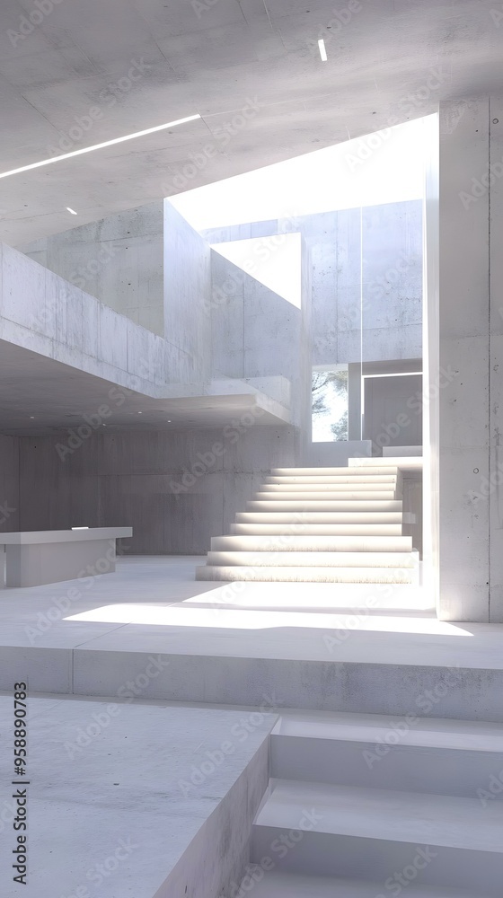 Obraz premium Modern Concrete Building With Staircase