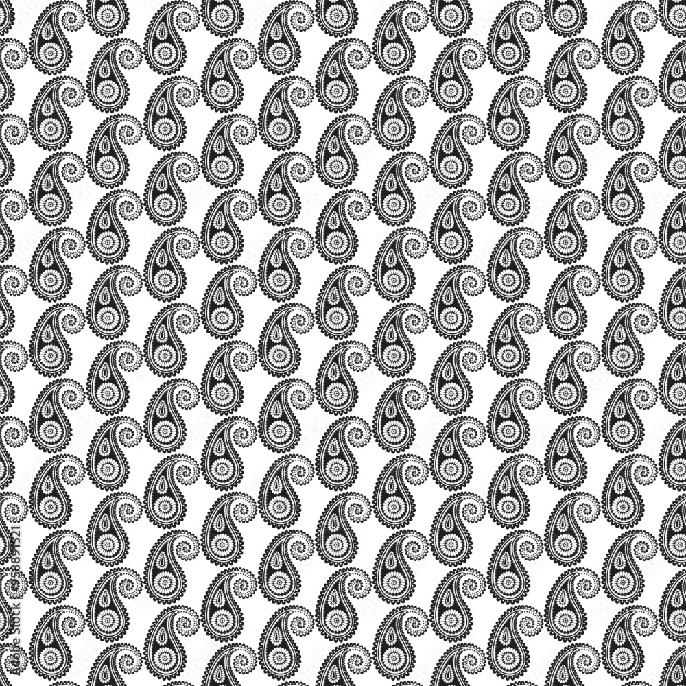 Black and white paisley pattern design Black and white paisley pattern design