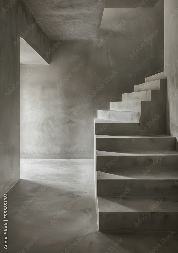 Modern Concrete Staircase in a Minimalist Interior Design Modern Concrete Staircase in a Minimalist Interior Design