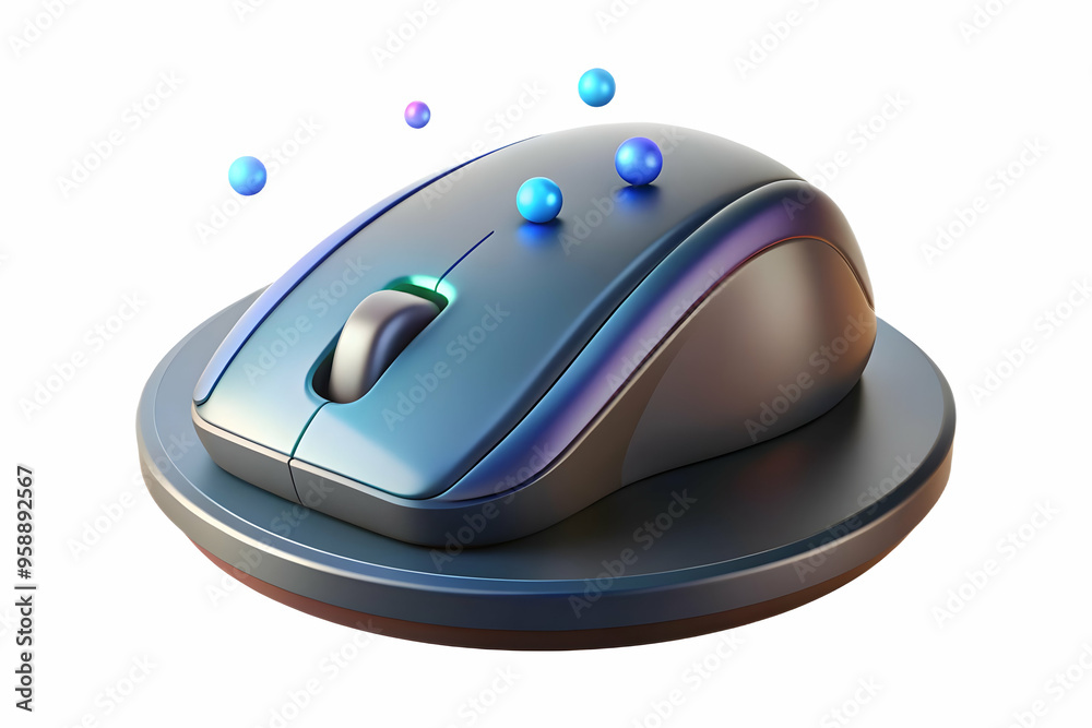 Flat Vector Illustration of Gaming Mouse with Holographic Sensitivity Settings - Smart Business Concept with Ample Copy Space Flat Vector Illustration of Gaming Mouse with Holographic Sensitivity Settings - Smart Business Concept with Ample Copy Space