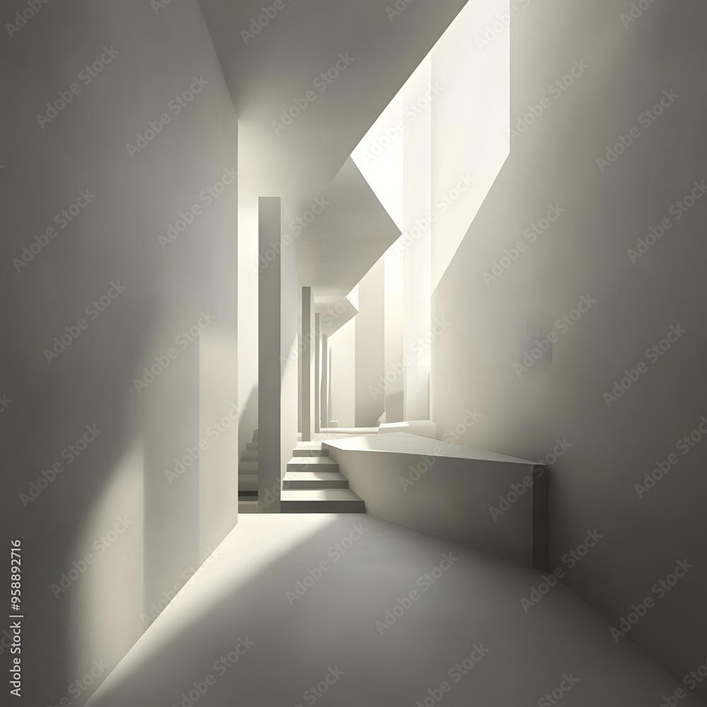 Fototapeta premium White Modern Architecture Design Interior Hallway