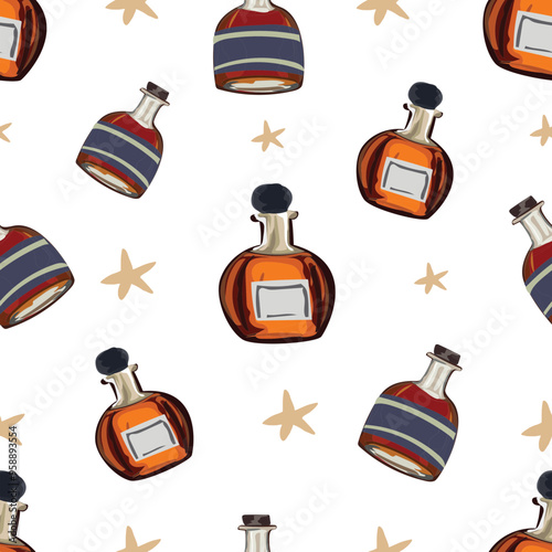 Whiskey seamless pattern background.
