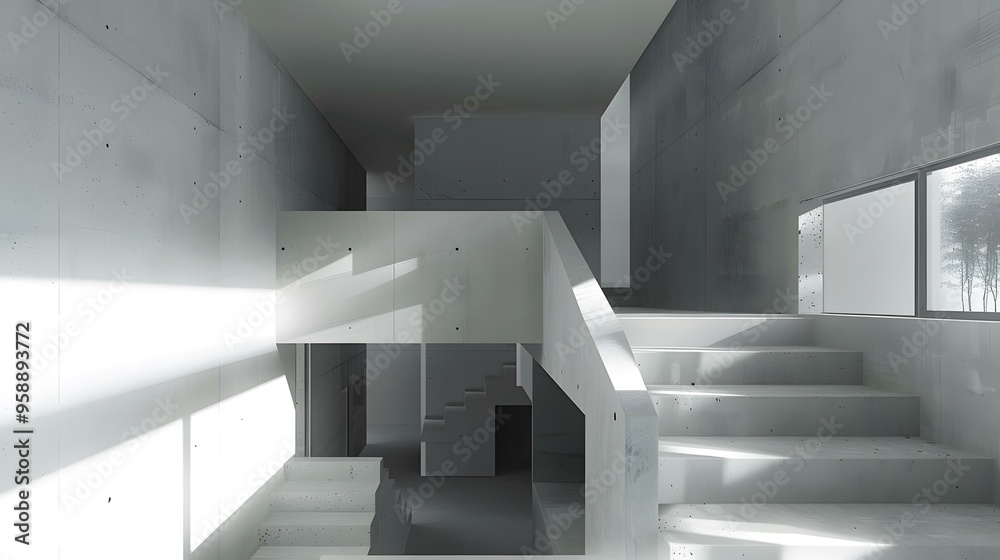 Modern Concrete Staircase Design in a Minimalist Home Interior Modern Concrete Staircase Design in a Minimalist Home Interior