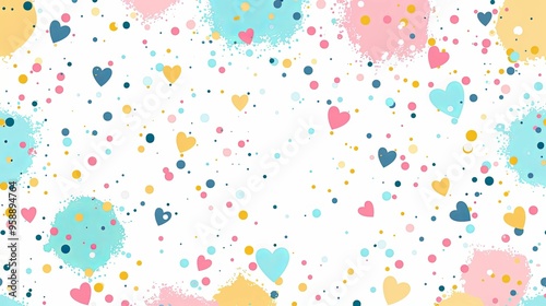 Colorful Splashes and Hearts Pattern