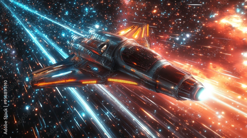 Fototapeta premium Spaceship Traveling Through Space