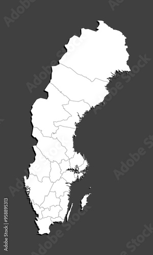Vector map country Sweden divided on regions