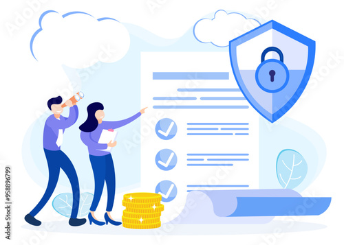 Illustration vector graphic cartoon character of business protection
