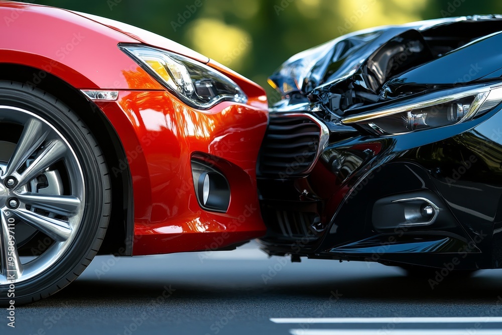 Accident, in a crowded intersection, red light run causes a serious collision, blocking traffic Accident, in a crowded intersection, red light run causes a serious collision, blocking traffic
