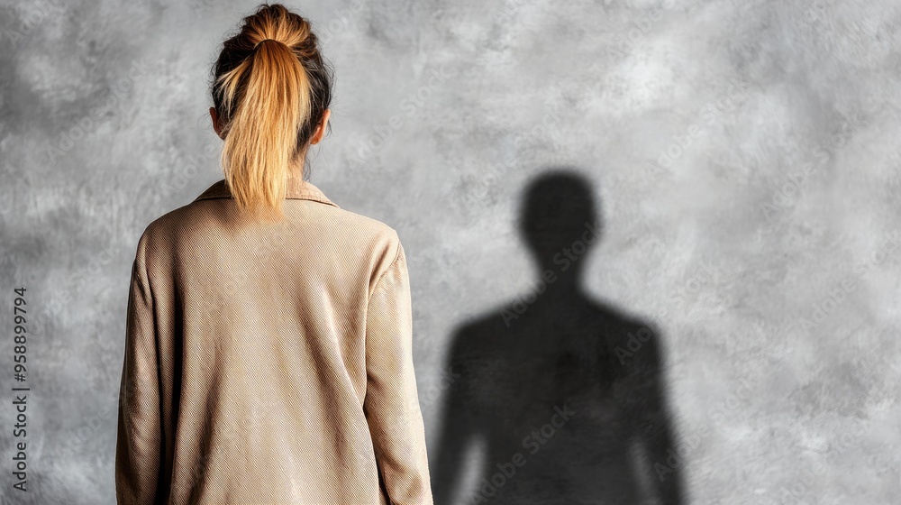 Woman Facing a Shadowy Figure Woman Facing a Shadowy Figure
