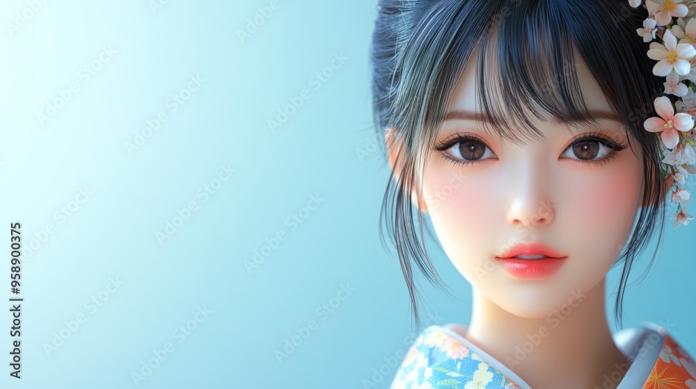 Digital Portrait of Woman in Traditional Attire Digital Portrait of Woman in Traditional Attire