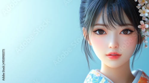 Digital Portrait of Woman in Traditional Attire