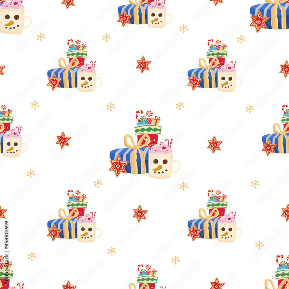 Christmas present seamless pattern background.
Christmas present seamless pattern background.