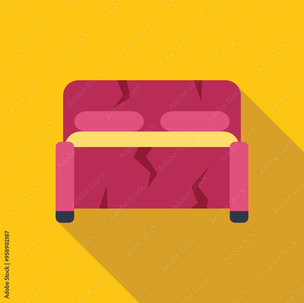 Double bed with torn upholstery, a symbol of a troubled relationship, lack of comfort and intimacy Double bed with torn upholstery, a symbol of a troubled relationship, lack of comfort and intimacy