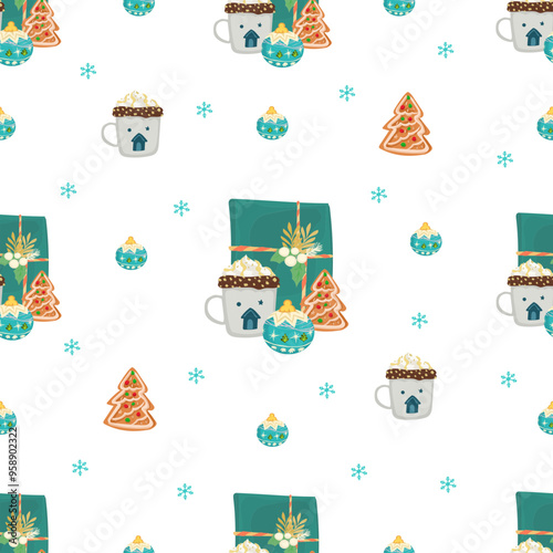 Christmas gift seamless pattern background.
