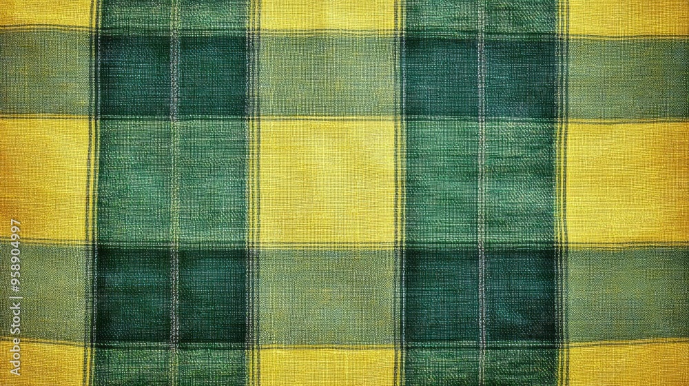 Yellow and Green Plaid Fabric Yellow and Green Plaid Fabric