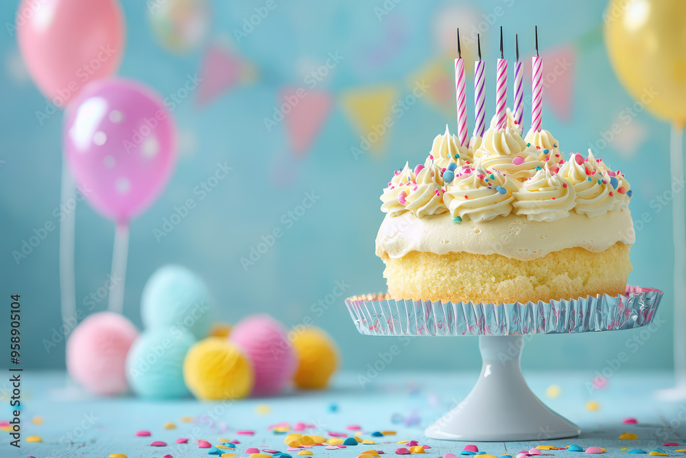 A Birthday Cake Ready to Celebrate with Colorful Sprinkles and Candles! A Birthday Cake Ready to Celebrate with Colorful Sprinkles and Candles!
