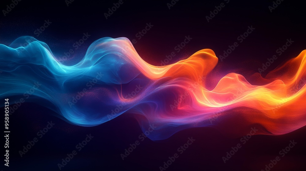 Vibrant Abstract Waves of Light Generative AI
