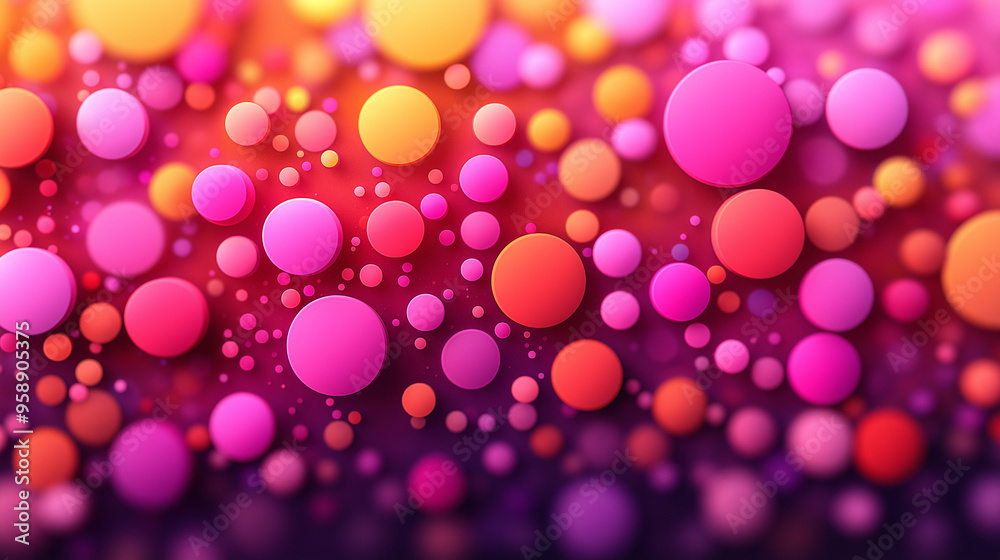 Colorful abstract design featuring vibrant circles of varying sizes and hues against a smooth gradient background Colorful abstract design featuring vibrant circles of varying sizes and hues against a smooth gradient background
