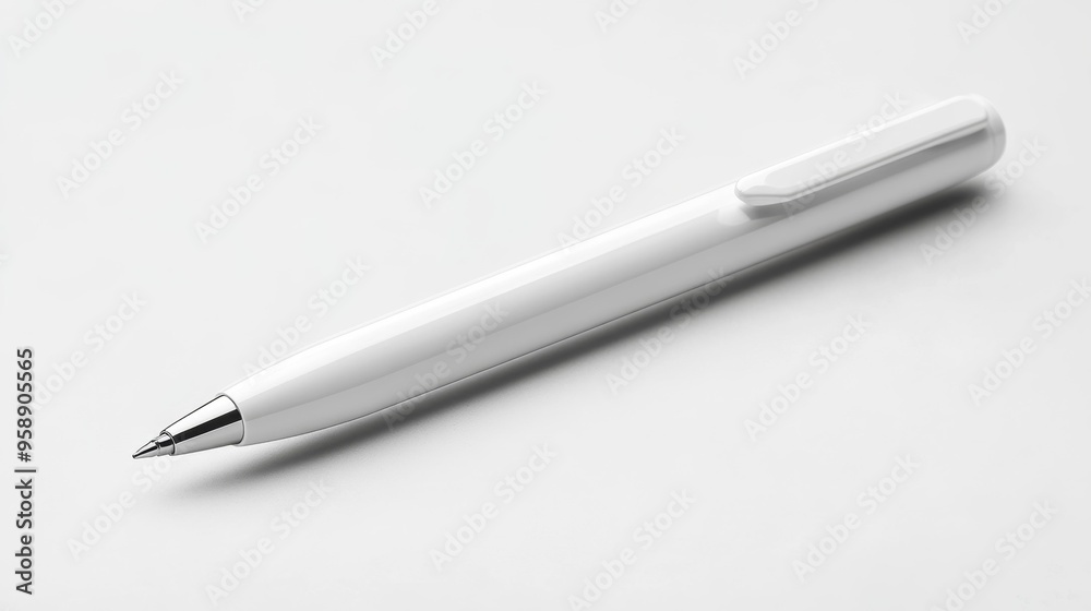 White Ballpoint Pen on a Clean Surface Generative AI White Ballpoint Pen on a Clean Surface Generative AI