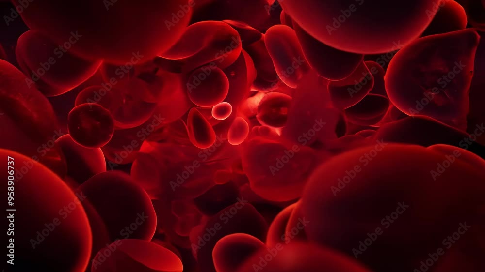Red blood cells arterial blood stream medicine health biology anatomy physiology microscopic microbiology science medical treatment human vein circulation pressure level life cell scientific material