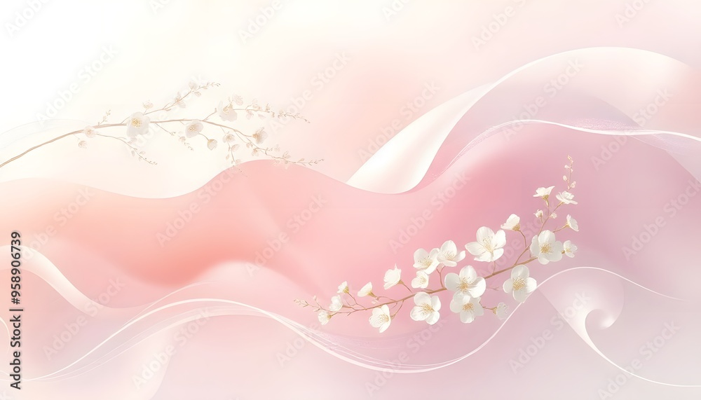 Soft, flowing pink and white fabric with delicate, ethereal folds and waves Soft, flowing pink and white fabric with delicate, ethereal folds and waves