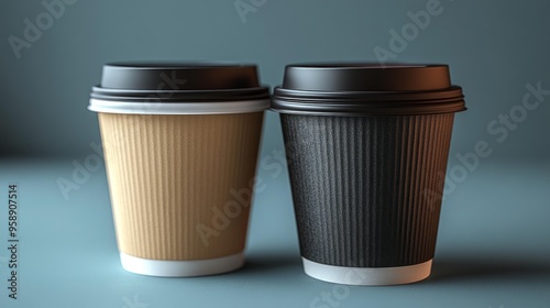 Wallpaper Mural Coffee Cups in Minimalist Style Generative AI Torontodigital.ca