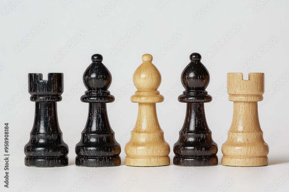 A Symmetrical Dance of Chess Pieces: Black and White in Harmony. A Symmetrical Dance of Chess Pieces: Black and White in Harmony.