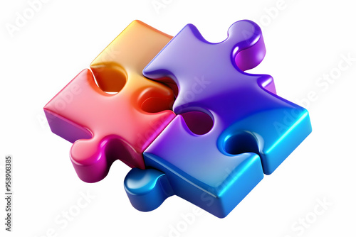 Dynamic Glowing Abstract Puzzle Pieces Complete Picture Concept for Problem Solving and Operational Management in Vibrant Colors - Photo Stock