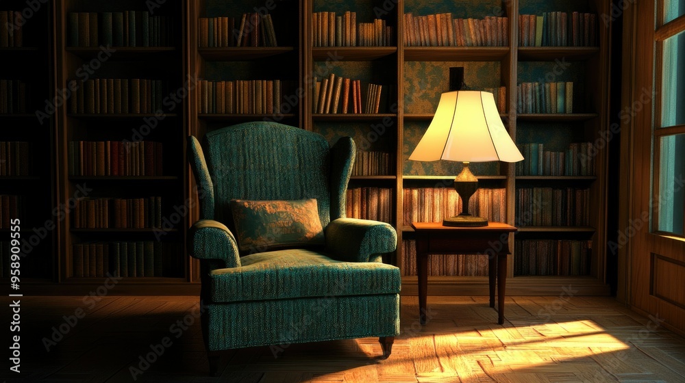 Chair and lamp in a cozy reading corner, with ample room for copy. Chair and lamp in a cozy reading corner, with ample room for copy.