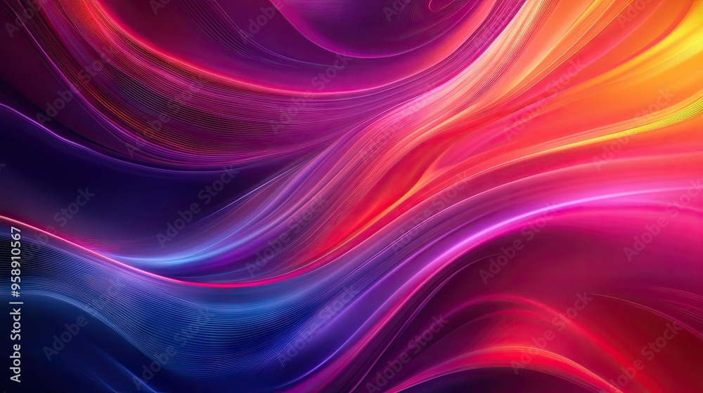 Obraz premium Abstract modern wave background with vibrant gradients and sleek, flowing curves, creating a visually appealing and dynamic design for media use.