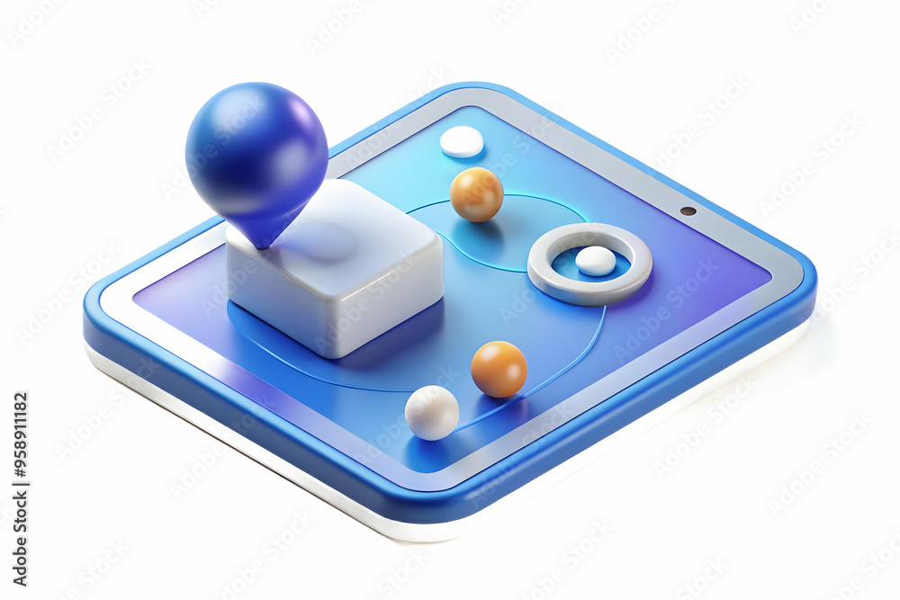 High-Tech Tablet with Holographic Navigation Controls Floating Above - Top Down Perspective on White Surface - Futuristic Technology Photo Stock Concept High-Tech Tablet with Holographic Navigation Controls Floating Above - Top Down Perspective on White Surface - Futuristic Technology Photo Stock Concept