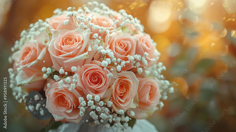 Beautiful bouquet of soft pink roses with delicate white flowers, elegantly arranged, perfect for romantic occasions, weddings, and expressing love and appreciation.
Beautiful bouquet of soft pink roses with delicate white flowers, elegantly arranged, perfect for romantic occasions, weddings, and expressing love and appreciation.