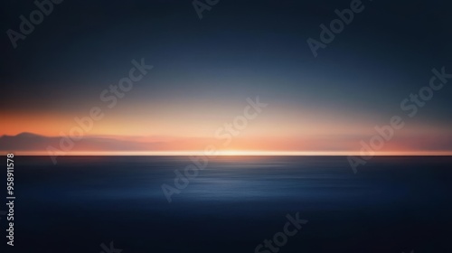 A serene seascape at twilight, showcasing a gradient sky and calm waters, evoking tranquility and reflection.